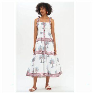 Oliphant White and Red Midi Dress